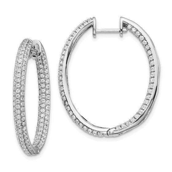 14k White Gold Diamond In/Out Hinged Hoop Earrings - 32 mm 14k White Gold Diamond In/Out Hinged Hoop Earrings - 32 mm