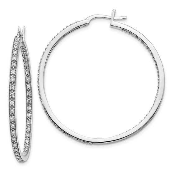 14k White Gold Diamond In/Out Hoop Earrings - 39 mm 14k White Gold Diamond In/Out Hoop Earrings - 39 mm