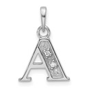 14K White Gold Diamond Letter A Initial Pendant - 18.7 mm