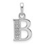 14K White Gold Diamond Letter B Initial Pendant - 18.7 mm
