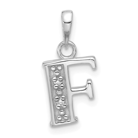 14K White Gold Diamond Letter F Initial Pendant - 18.5 mm 14K White Gold Diamond Letter F Initial Pendant - 18.5 mm