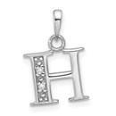 14K White Gold Diamond Letter H Initial Pendant - 18.5 mm