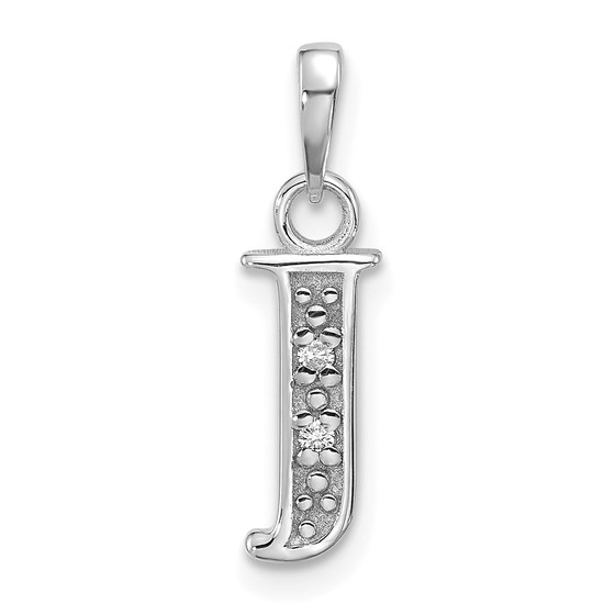 14K White Gold Diamond Letter J Initial Pendant - 19 mm 14K White Gold Diamond Letter J Initial Pendant - 19 mm