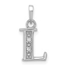 14K White Gold Diamond Letter L Initial Pendant - 18 mm