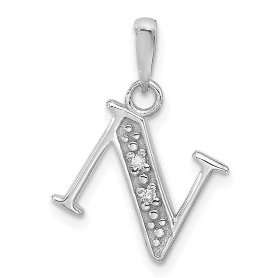 14K White Gold Diamond Letter N Initial Pendant - 21.2 mm 14K White Gold Diamond Letter N Initial Pendant - 21.2 mm
