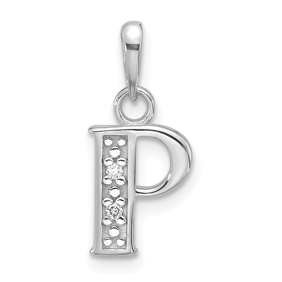 14K White Gold Diamond Letter P Initial Pendant - 18.5 mm 14K White Gold Diamond Letter P Initial Pendant - 18.5 mm