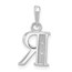14K White Gold Diamond Letter R Initial Pendant - 17.7 mm