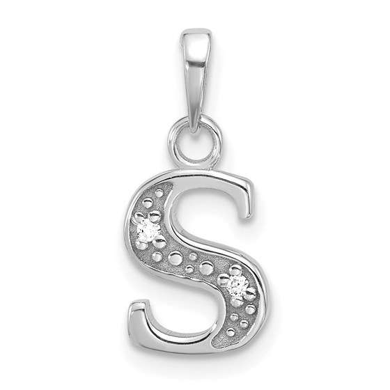 14K White Gold Diamond Letter S Initial Pendant - 18.5 mm 14K White Gold Diamond Letter S Initial Pendant - 18.5 mm