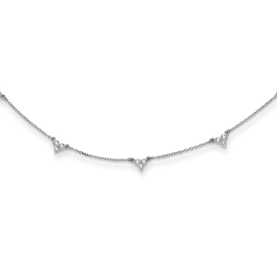 14K White Gold Diamond Multi Station 16 inch Necklace - 16 in.