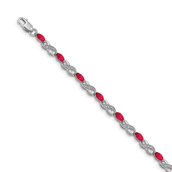 14K White Gold Diamond Ruby Fancy Figure Eight Bracelet - 7 in. 14K White Gold Diamond Ruby Fancy Figure Eight Bracelet - 7 in.