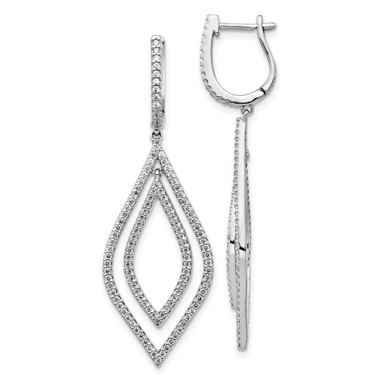 14k White Gold Diamond Teardrop Hinged Dangle Earrings - 46 mm 14k White Gold Diamond Teardrop Hinged Dangle Earrings - 46 mm