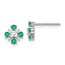 14k White Gold Emerald And Diamond Post Earrings - 7 mm