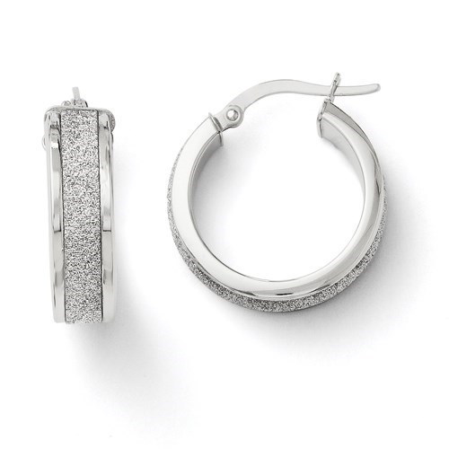 14K White Gold Fancy Glimmer Hoop Earrings - 20 mm 14K White Gold Fancy Glimmer Hoop Earrings - 20 mm