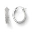 14K White Gold Fancy Glimmer Infused Oval Hoop Earrings - 23 mm