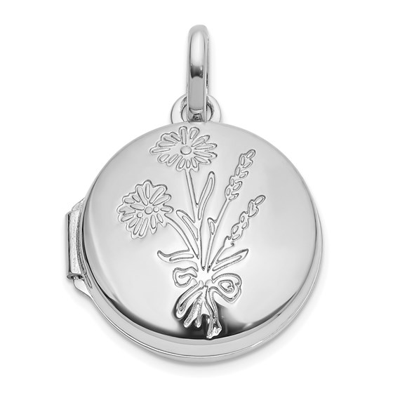 14K White Gold Floral GRANDDAUGHTER Round Locket - 23.5 mm 14K White Gold Floral GRANDDAUGHTER Round Locket - 23.5 mm