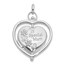 14K White Gold Floral Mum Reversible Heart Locket - 30 mm