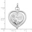 14K White Gold Floral Mum Reversible Heart Locket - 30 mm