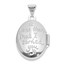 14K White Gold Foot Prints Reversible Oval Locket - 26 mm