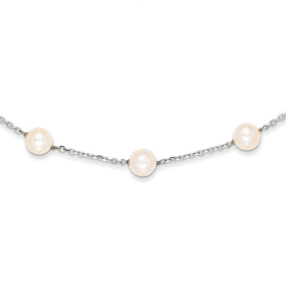 14k White Gold Freshwater Cultured Pearl Necklace - 18 in. 