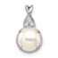 14K White Gold FWC Pearl and Diamond Pendant - 13.5 mm