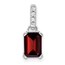 14K White Gold Garnet and Diamond Pendant - 15.9 mm