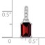 14K White Gold Garnet and Diamond Pendant - 15.9 mm