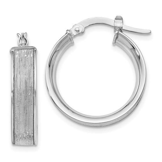 14K White Gold Glimmer Hoop Earrings - 20 mm 14K White Gold Glimmer Hoop Earrings - 20 mm