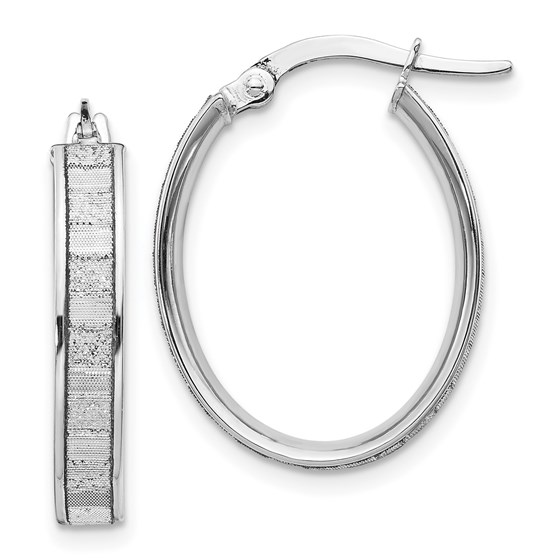14K White Gold Glimmer Infused Oval Hoop Earrings - 22 mm 14K White Gold Glimmer Infused Oval Hoop Earrings - 22 mm