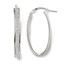 14K White Gold Glimmer Infused Oval Hoop Earrings - 29 mm