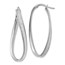 14K White Gold Glimmer Infused Oval Hoop Earrings - 39 mm