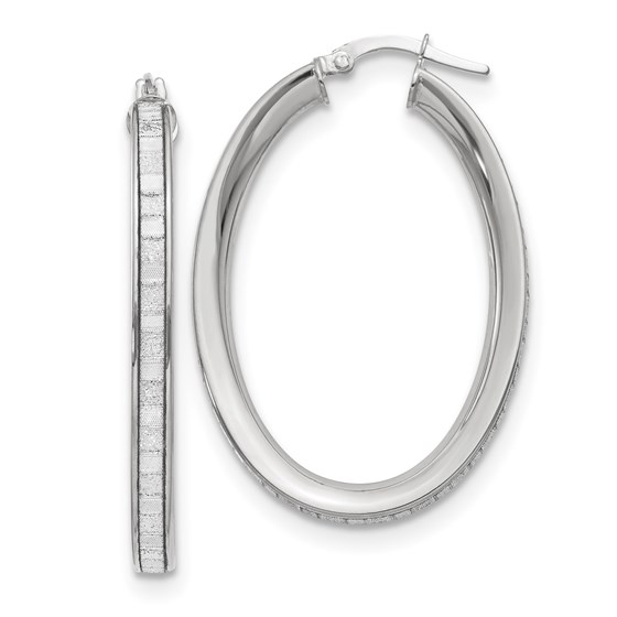 14K White Gold Glimmer Infused Textured Hoop Earrings - 39 mm 14K White Gold Glimmer Infused Textured Hoop Earrings - 39 mm