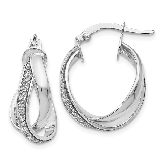 14K White Gold Glimmer Infused Twisted Hoop Earrings - 22 mm 14K White Gold Glimmer Infused Twisted Hoop Earrings - 22 mm