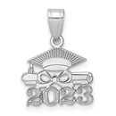 14K White Gold Graduation Cap and Diploma 2023 Charm - 18.9 mm