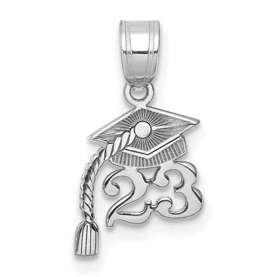 14K White Gold Graduation Cap Dangling Tassel Charm - 19.1 mm 14K White Gold Graduation Cap Dangling Tassel Charm - 19.1 mm