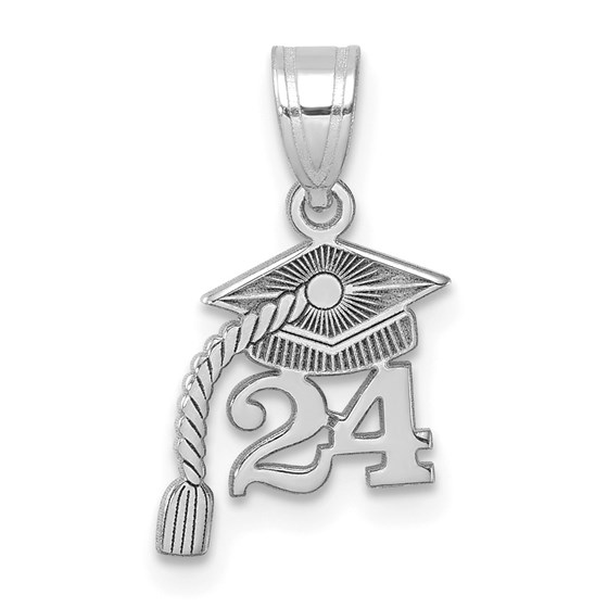 14K White Gold Graduation Cap Tassel Charm - 19.1 mm 14K White Gold Graduation Cap Tassel Charm - 19.1 mm