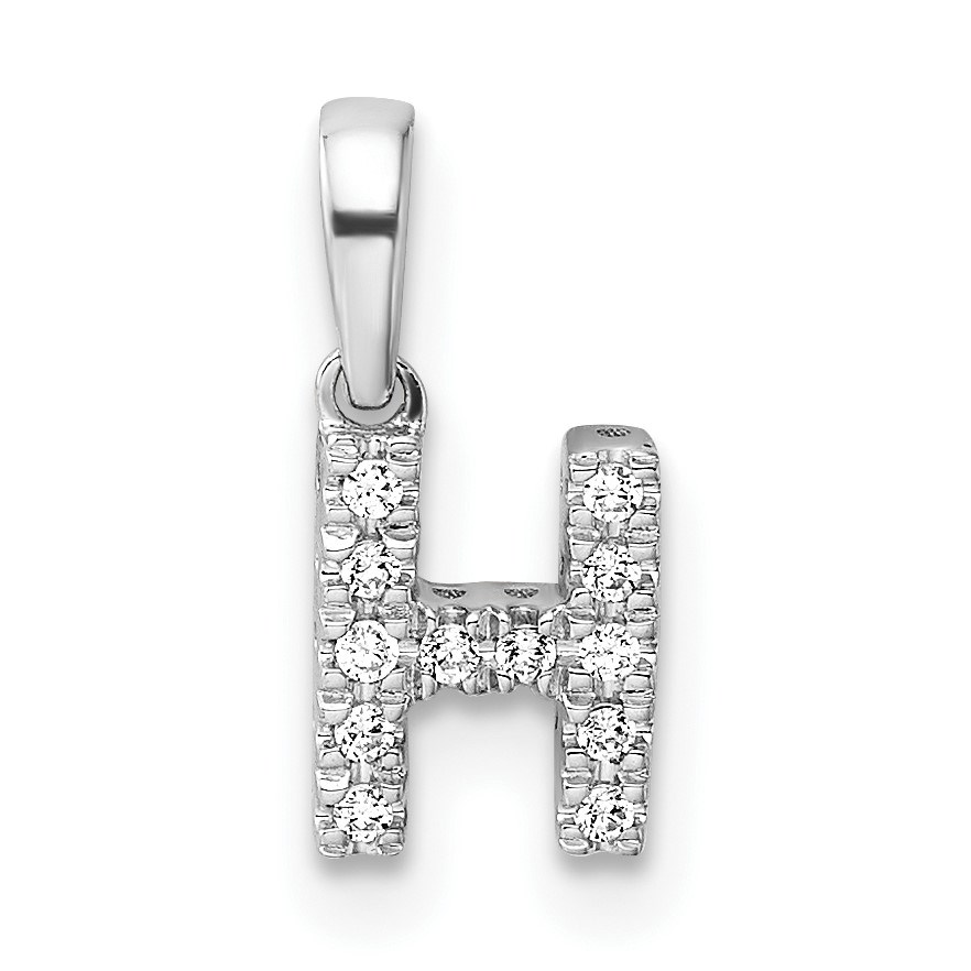 14K White Gold H Initial with Bail Pendant 12.5 mm