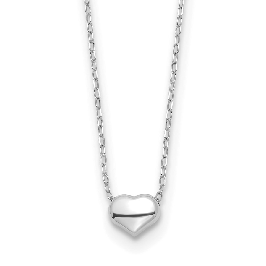 14K White Gold Heart 16.5in Necklace - 16.5 in.
