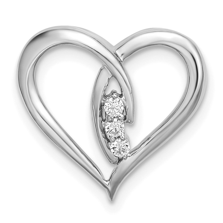 14K White Gold Heart Chain Slide - 15.05 mm