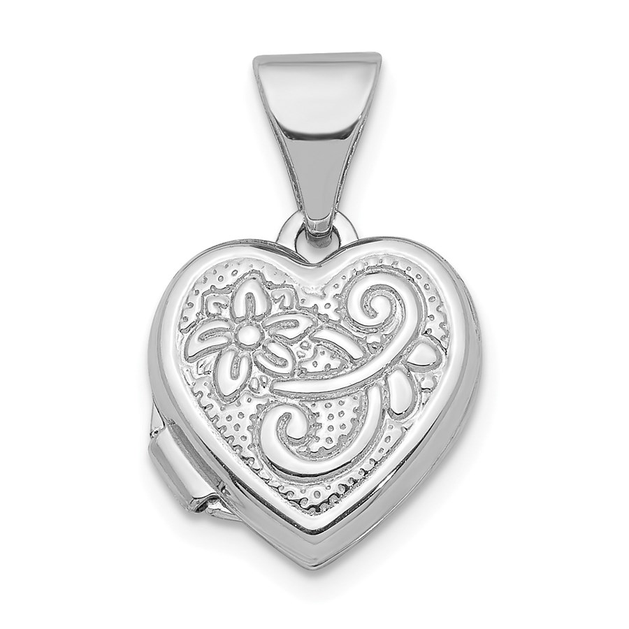 Buy 14k White Gold Heart Locket Pendant 16 mm APMEX