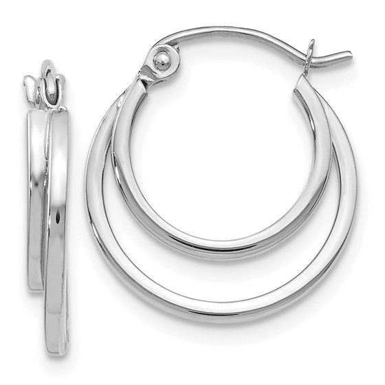 14K White Gold Hinged Hoop Earrings - 17 mm 14K White Gold Hinged Hoop Earrings - 17 mm