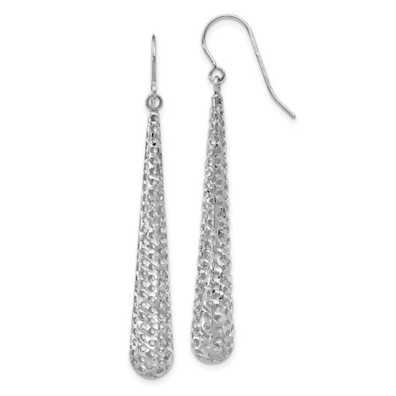 14K White Gold Hollow Dangle Earrings - 51 mm 14K White Gold Hollow Dangle Earrings - 51 mm
