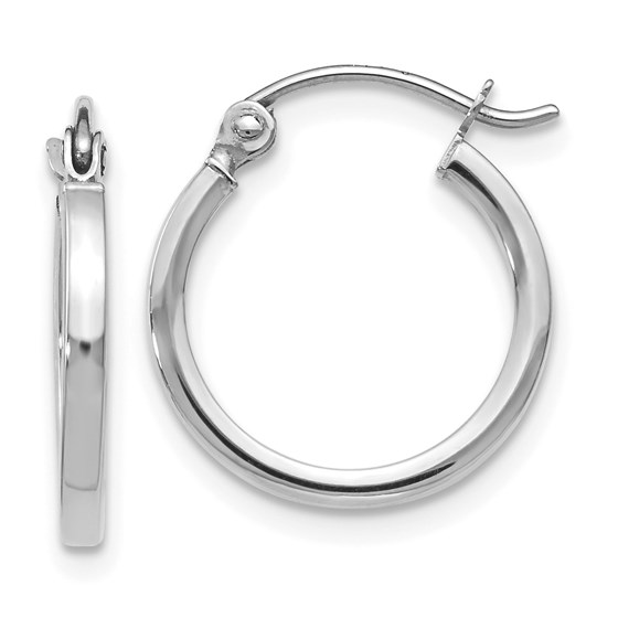 14K White Gold Hoop Earrings - 15 mm 14K White Gold Hoop Earrings - 15 mm
