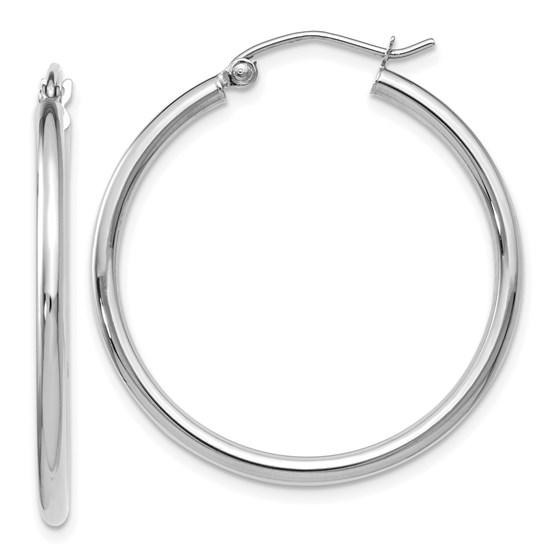 14K White Gold Hoop Earrings - 30 mm 14K White Gold Hoop Earrings - 30 mm