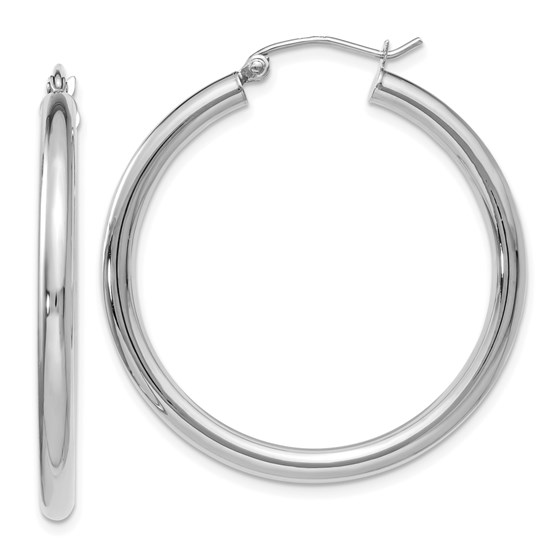 14K White Gold Hoop Earrings - 36 mm 14K White Gold Hoop Earrings - 36 mm