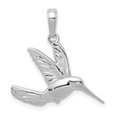 14K White Gold Hummingbird in Flight Pendant - 22.8 mm
