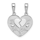 14K White Gold I LOVE YOU Break Apart Heart Charm - 23 mm