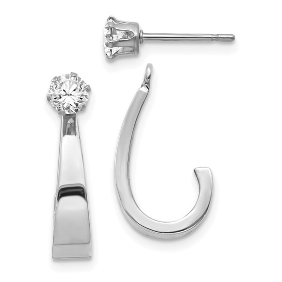 14k White Gold J Hoop w/Zirconia Earring Jacket 14k White Gold J Hoop w/Zirconia Earring Jacket