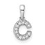 14K White Gold Letter C Initial with Bail Pendant - 12.5 mm