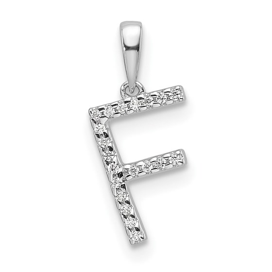 14K White Gold Letter F Initial Pendant - 16 mm 14K White Gold Letter F Initial Pendant - 16 mm