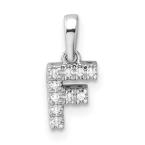 14K White Gold Letter F Initial with Bail Pendant - 12 mm